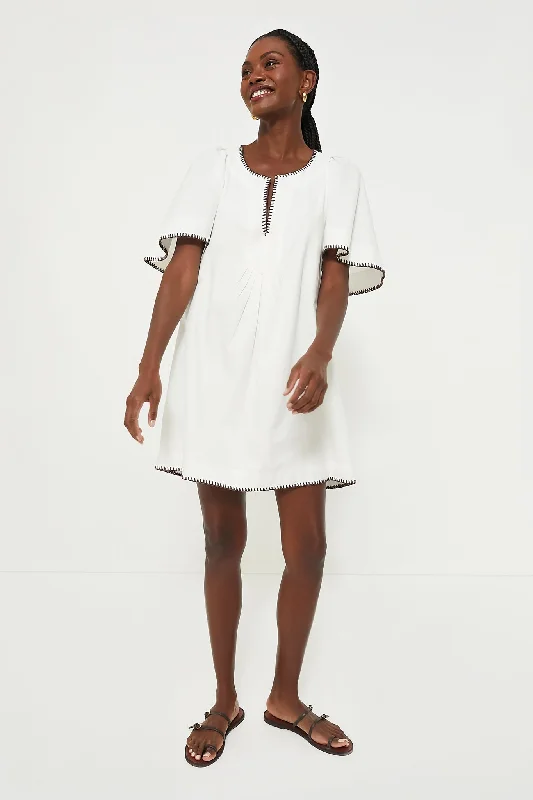 White Stitch Finley Flutter Sleeve Dress