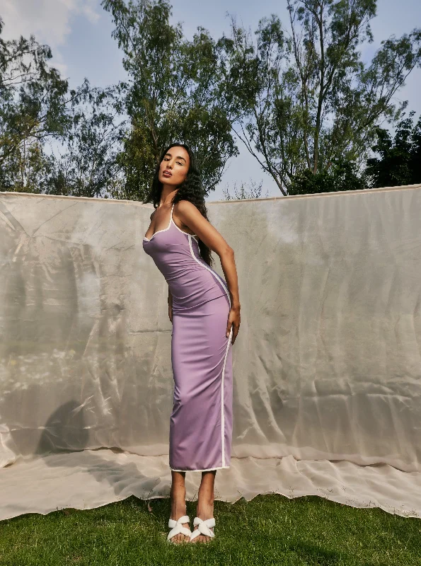 Melissa Lavender + White Bodycon Dress