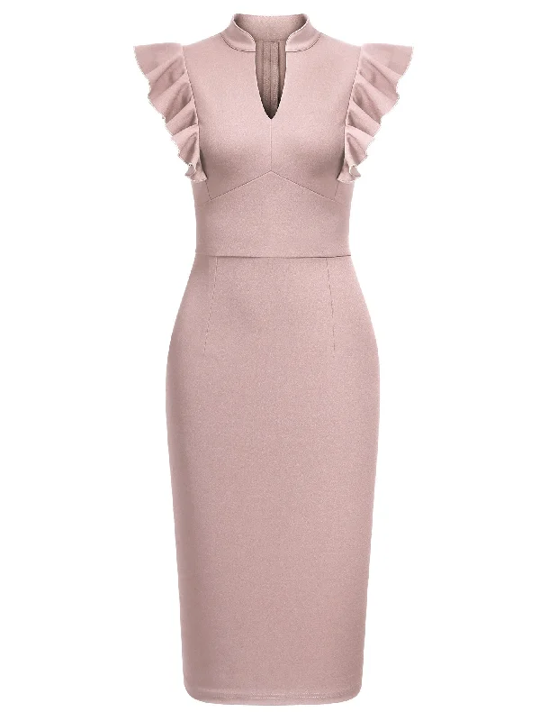 Ruffle Sleeves Half Collar Bodycon