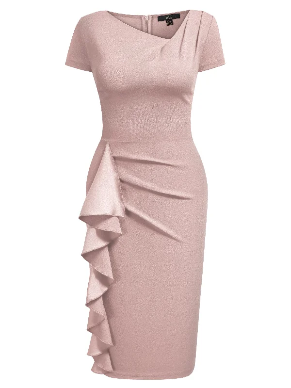 V-neck Ruffle Bodycon Dress